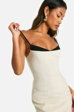 Bodycon Dresses|Maxi Dresses*boohoo Contrast Insert Bengaline Midaxi Dress stone