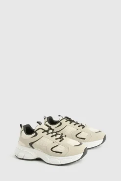 Trainers*boohoo Contrast Knit Chunky Trainers beige