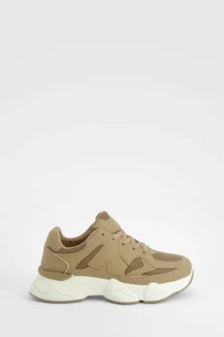 Trainers*boohoo Contrast Knit Chunky Trainers beige