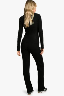Knitted Co-Ords|Knitwear*boohoo Contrast Lace Up Detail Rib Knit Co-ord black