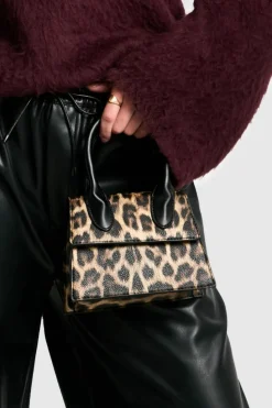 Handbags*boohoo Contrast Chain Strap Grab Bag leopard