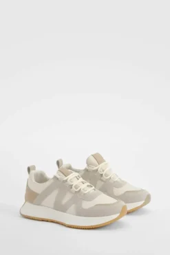 Trainers*boohoo Contrast Panel Chunky Trainers cream