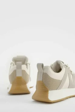 Trainers*boohoo Contrast Panel Chunky Trainers cream