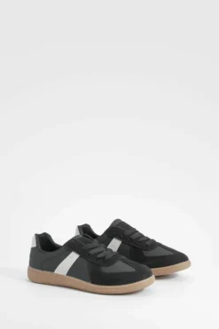 Trainers*boohoo Contrast Panel Flat Trainers black