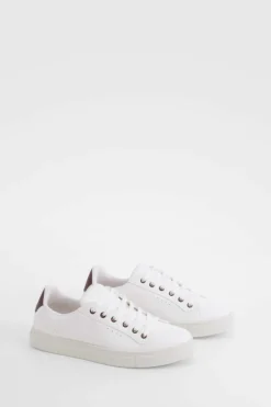 Trainers*boohoo Contrast Panel Flat Trainers burgundy
