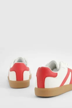 Trainers*boohoo Contrast Panel Gum Sole Trainers red