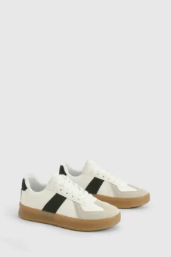 Trainers*boohoo Contrast Panel Gum Sole Trainers beige