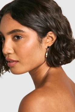 Earrings*boohoo Contrast Pebble Drop Earrings gold