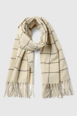 Hats & Gloves|Hats & Gloves*boohoo Contrast Stitch Checked Scarf cream