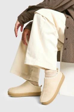 Cosy Boots*boohoo Contrast Stitch Cosy Mules sand