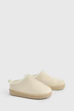 Cosy Boots*boohoo Contrast Stitch Cosy Mules sand