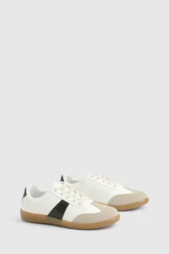 Trainers*boohoo Contrast Stripe Gum Sole Trainer white