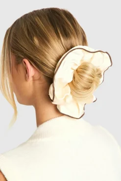 Hair Accessories*boohoo Contrast Trim Satin Oversized Scrunchie cream