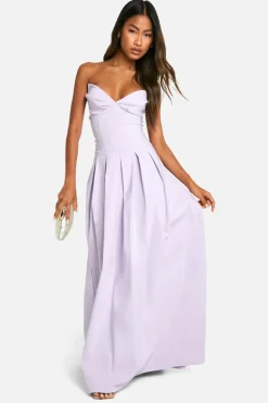 Skater Dresses*boohoo corset bengaline maxi skater dress lilac