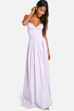 Skater Dresses*boohoo corset bengaline maxi skater dress lilac