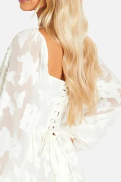 Skater Dresses|Mini Dresses*boohoo Corset Detail Long Sleeve Mini Dress white