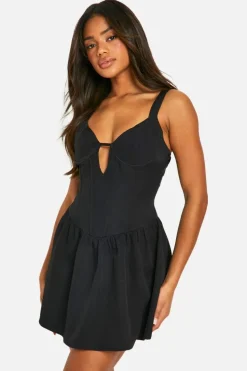 Skater Dresses*boohoo Corset Detail Skater Dress black