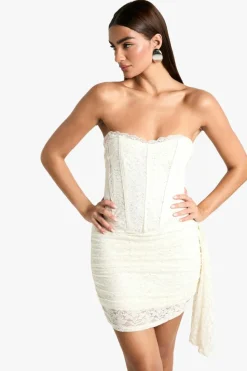 Bodycon Dresses|Mini Dresses*boohoo Corset Lace Diamante Mini Dress cream