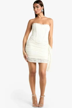 Bodycon Dresses|Mini Dresses*boohoo Corset Lace Diamante Mini Dress cream