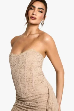 Bodycon Dresses*boohoo Corset Lace Diamante Mini Dress nude