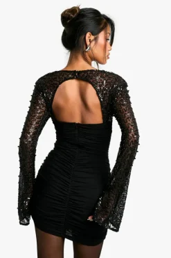 Mini Dresses|Long Sleeve Dresses*boohoo Corset Pearl Detail Mini Dress black