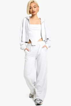 Up To 80% Off Winter Warmers|Athleisure*boohoo Corset Top 3 Piece Boxy Crop Hooded Tracksuit ash grey
