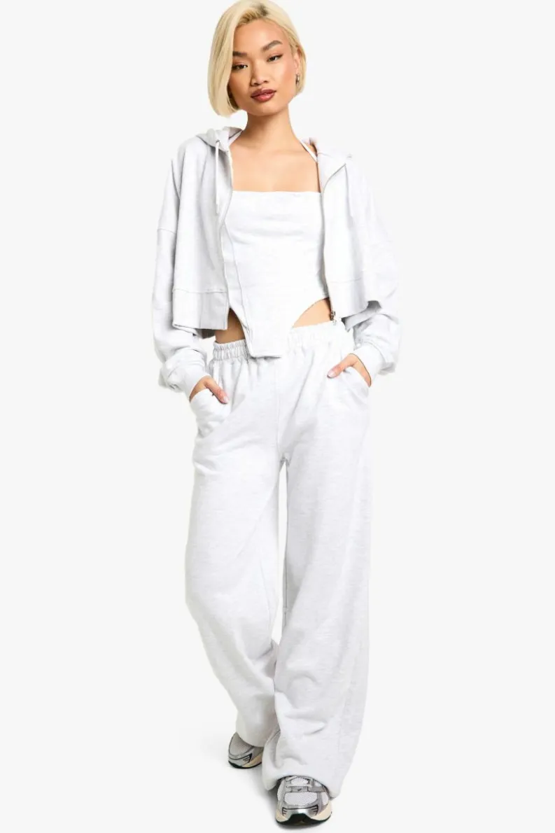 Up To 80% Off Winter Warmers|Athleisure*boohoo Corset Top 3 Piece Boxy Crop Hooded Tracksuit ash grey
