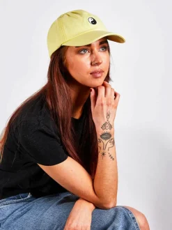 Hats & Gloves|Hats & Gloves*SVNX Cotton Baseball Cap With 'Ying Yang' Embroidery In Lemon Yellow