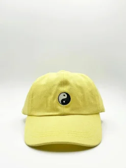 Hats & Gloves|Hats & Gloves*SVNX Cotton Baseball Cap With 'Ying Yang' Embroidery In Lemon Yellow
