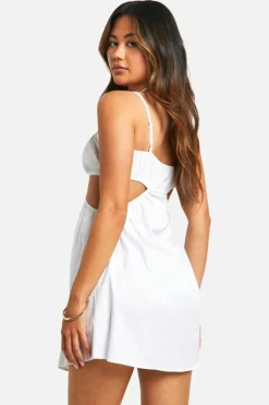 Smock Dresses*boohoo Cotton Poplin Cut Out Smock Dress white