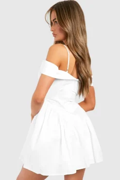 Skater Dresses|Mini Dresses*boohoo Cotton Volume Mini Dress white