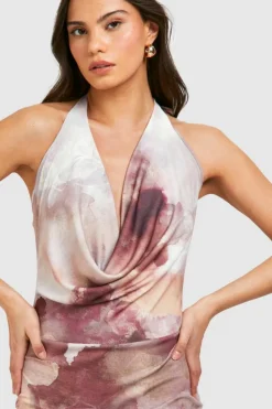 Bodycon Dresses*boohoo Cowl Front Abstract Mini stone