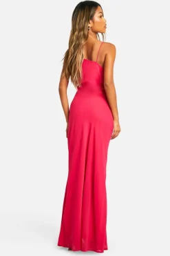 Maxi Dresses*boohoo Cowl Neck Strappy Chiffon Maxi Dress magenta pink
