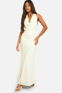 Cami Dresses*boohoo Cowl Textured Maxi Dress lemon