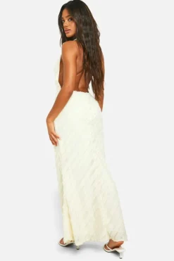 Cami Dresses*boohoo Cowl Textured Maxi Dress lemon