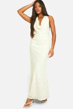 Cami Dresses*boohoo Cowl Textured Maxi Dress lemon