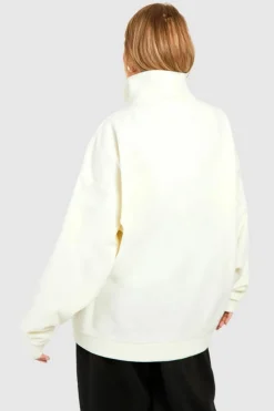 Sweatshirts|Dsgn Studio*boohoo Plus Dsgn Studio Embroidered Half Zip Oversized Sweatshirt cream