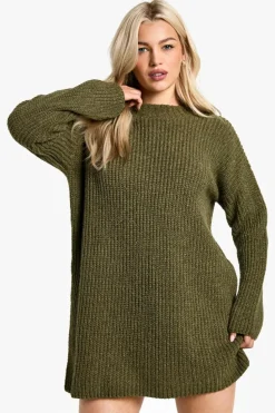 Jumper Dresses|Jumper Dresses*boohoo Crew Neck Jumper Dress khaki