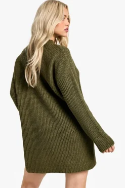 Jumper Dresses|Jumper Dresses*boohoo Crew Neck Jumper Dress khaki