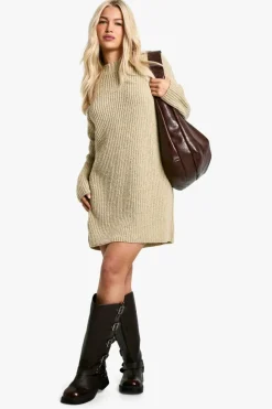 Jumper Dresses|Jumper Dresses*boohoo Crew Neck Jumper Dress oatmeal