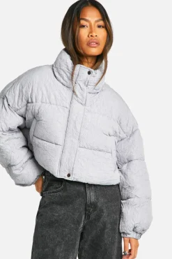 Up To 80% Off Winter Warmers|Puffer Jackets*boohoo Crinkle Boxy Puffer Jacket grey