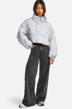 Up To 80% Off Winter Warmers|Puffer Jackets*boohoo Crinkle Boxy Puffer Jacket grey
