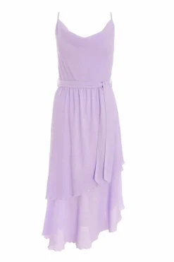 Midi Dresses*Quiz Crinkle Tiered Midi Dress Lilac