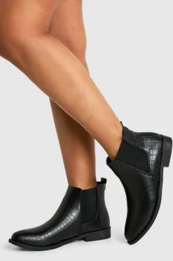 All Boots|Boots*boohoo Croc Detail Chelsea Boot black