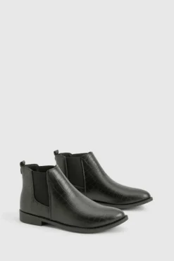 All Boots|Boots*boohoo Croc Detail Chelsea Boot black