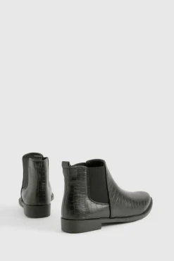 All Boots|Boots*boohoo Croc Detail Chelsea Boot black