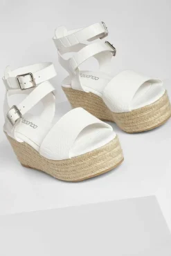 Wedges|Heels*boohoo Croc Double Buckle Wedge white