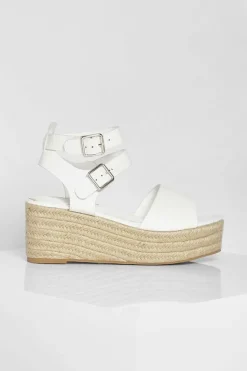 Wedges|Heels*boohoo Croc Double Buckle Wedge white