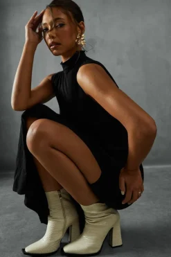 Ankle Boots*MissPap Croc Leather Look Ankle Boots cream
