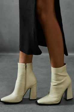 Ankle Boots*MissPap Croc Leather Look Ankle Boots cream